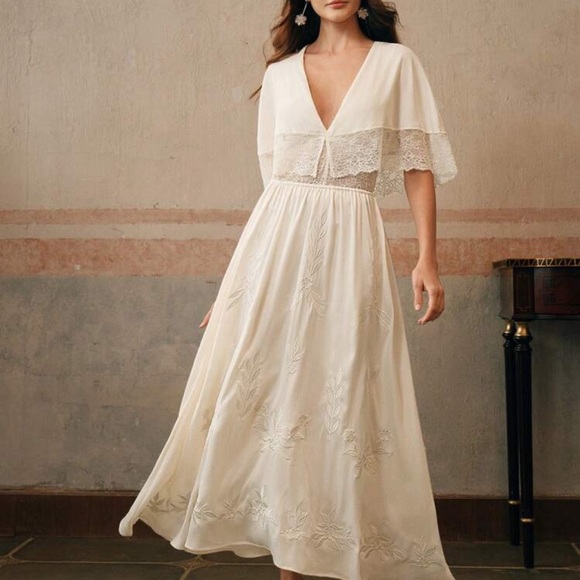 Chic Cream Lace Midi Dress - Picture 3 of 9